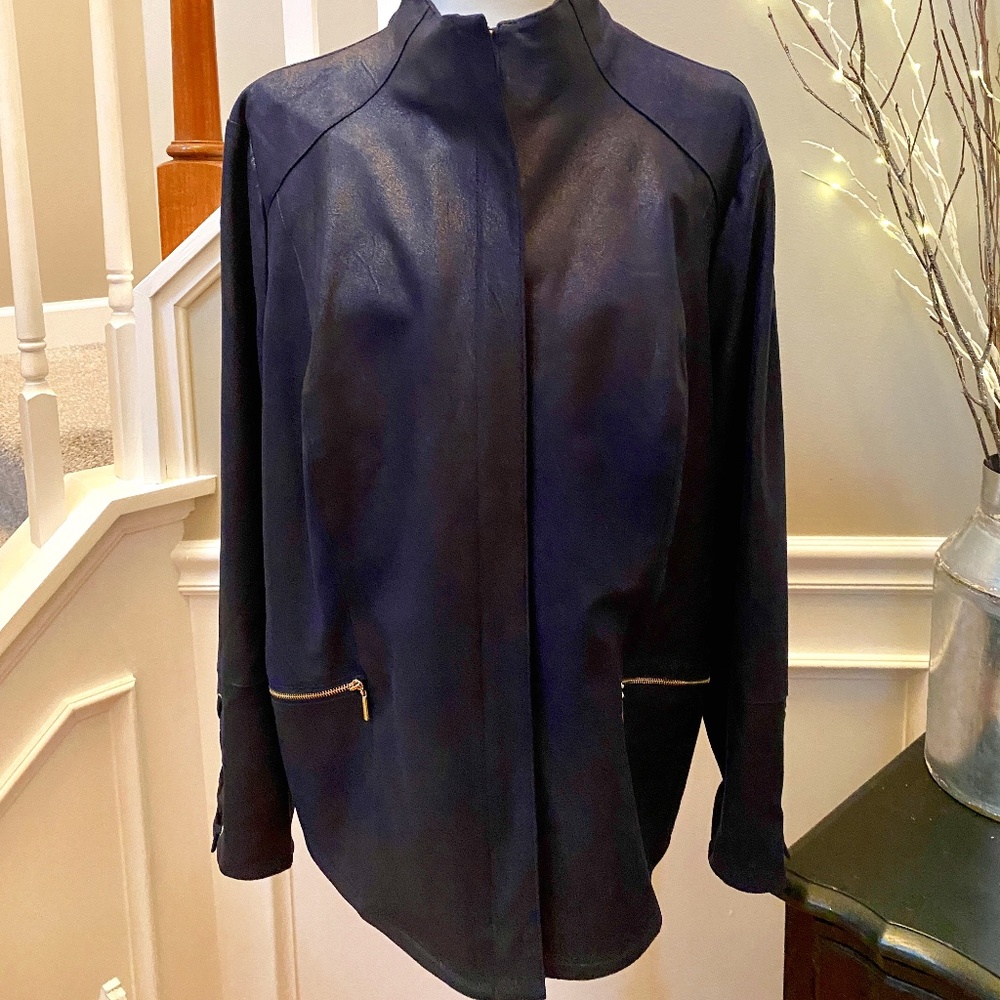 Chico's Faux Suede Navy Blue Jacket